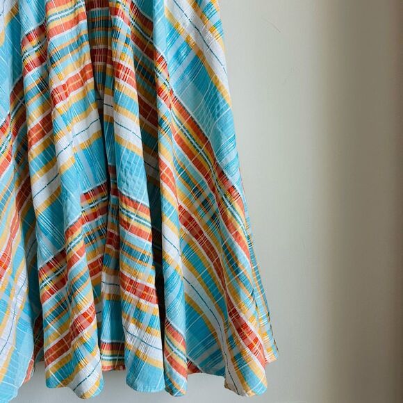 Vintage Finley Marilyn Halter Dress – Blue Orange Plaid – Size 10 – Open Back - Picture 4 of 12